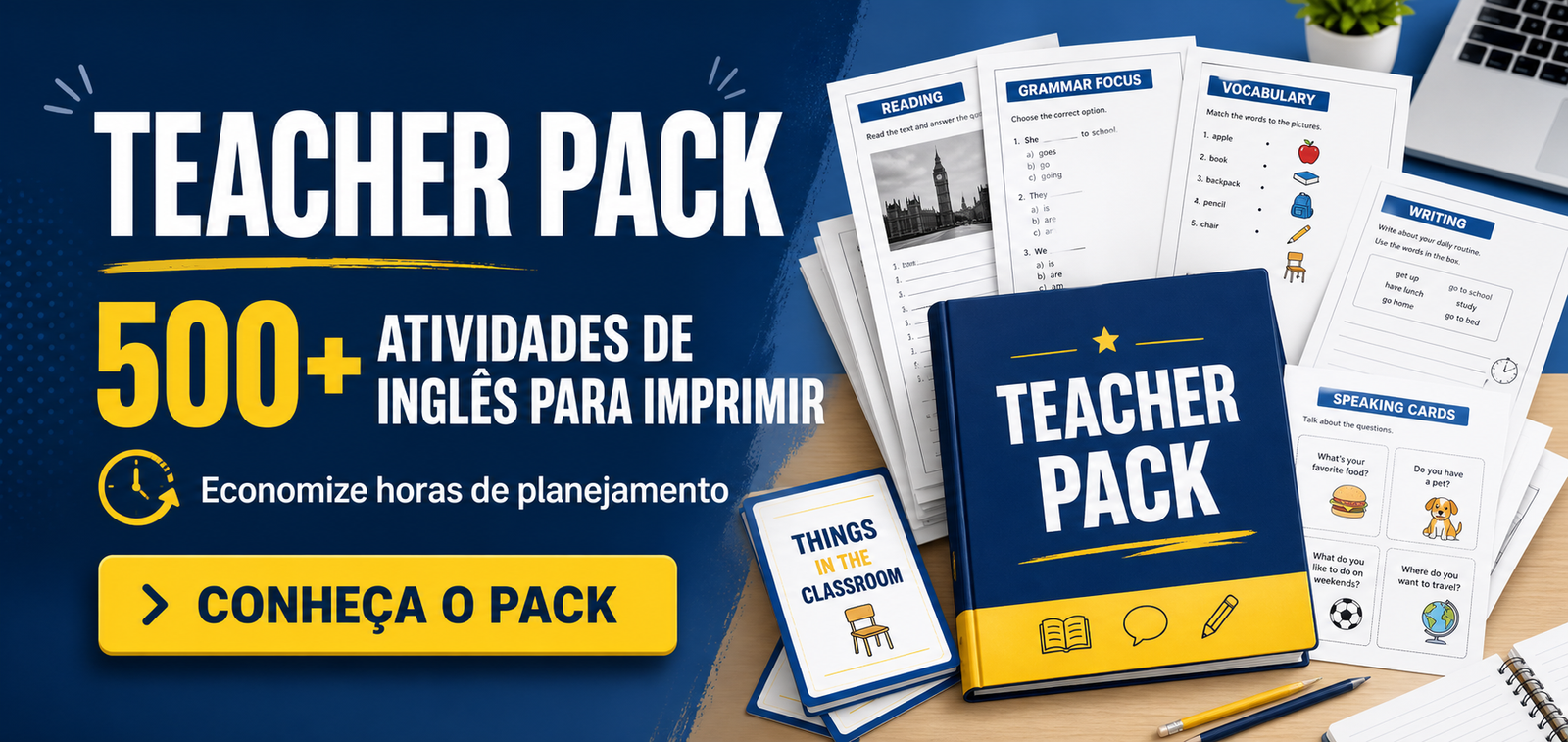 Teacher Pack com exercícios de Simple Past e atividades de inglês