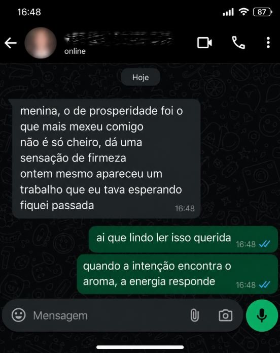 Conversa ilustrativa sobre experiência com perfume mágico
